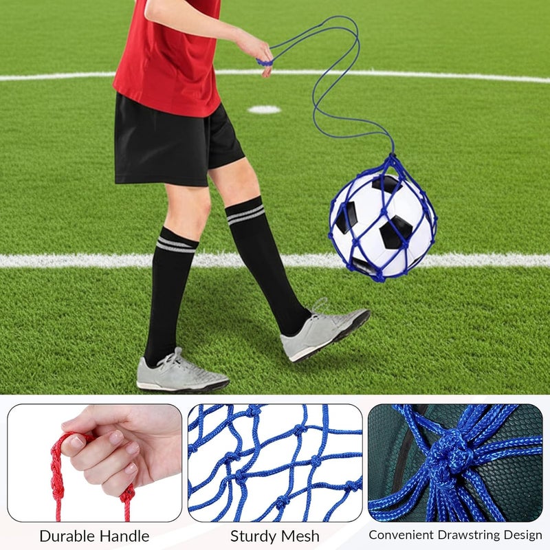 Fyntave شبكة تدريب كرة القدم العائدة 2 قطعة مدرب كرة القدم تناسب حجم الكرة 3، 4، 5 معدات تدريب كرة القدم للأولاد حزام خصر قابل للتعديل - Image 3